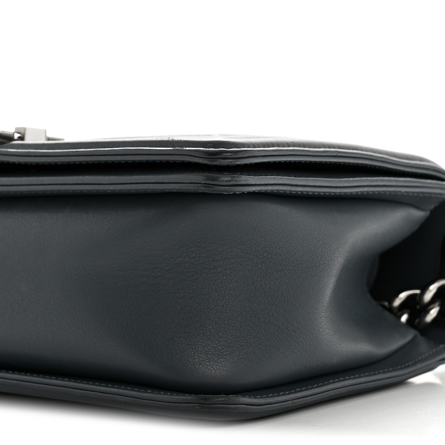Chanel Calfskin Chevron Quilted New Medium Boy Flap Dark Navy Blue