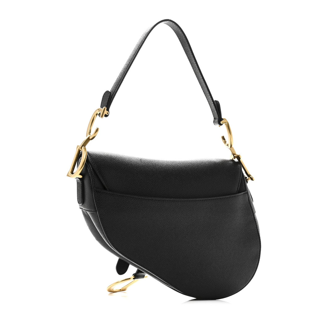 Christian Dior Grained Calfskin Saddle Bag Black