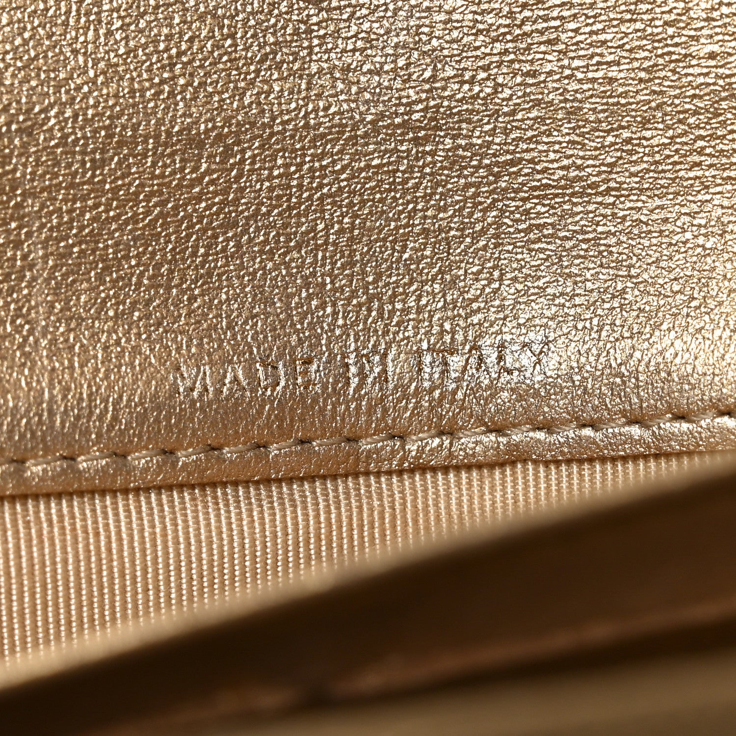 Metallic Lambskin Quilted Large Gusset Flap Wallet Gold