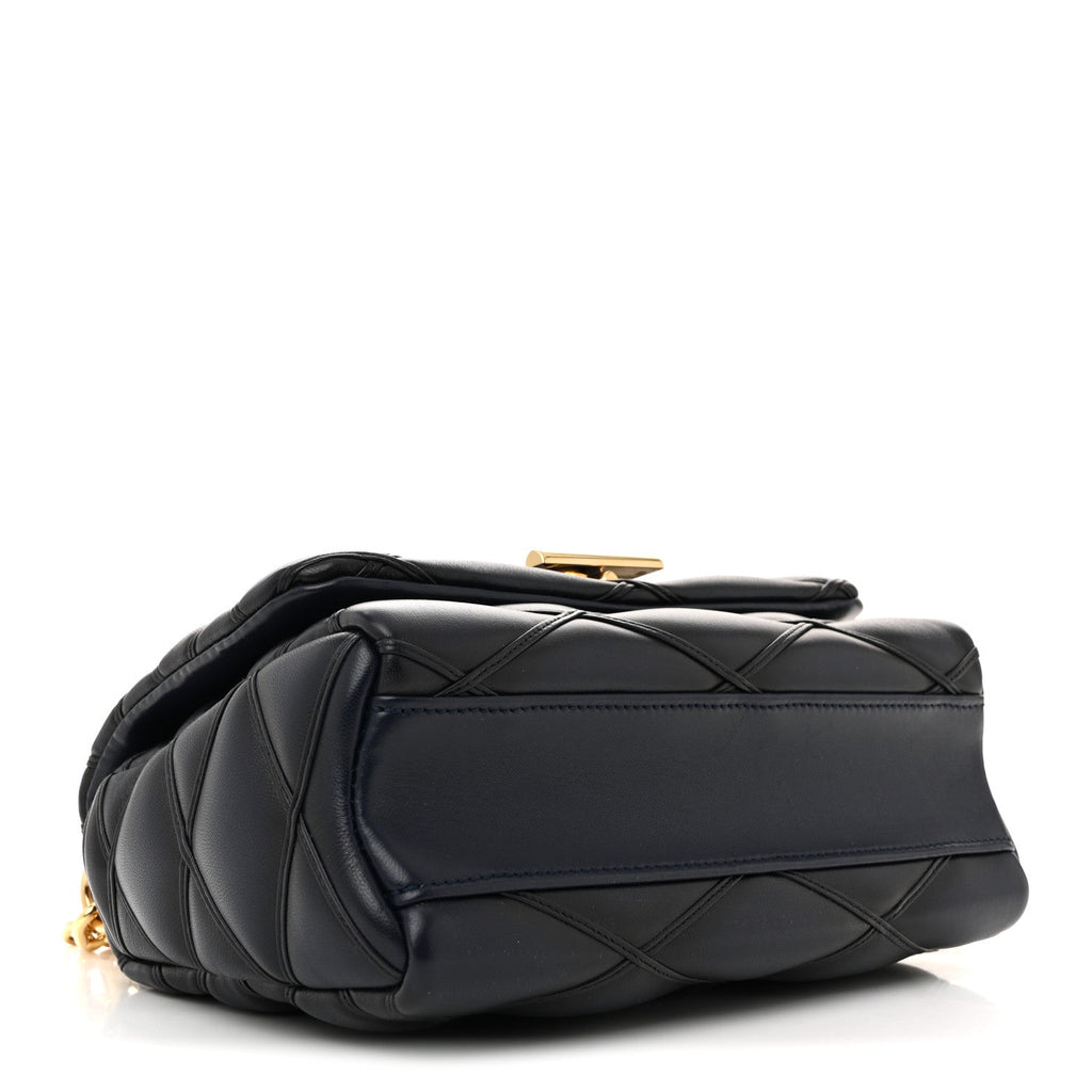 Louis Vuitton Lambskin Malletage Top Handle GO-14 MM Bleu Marine