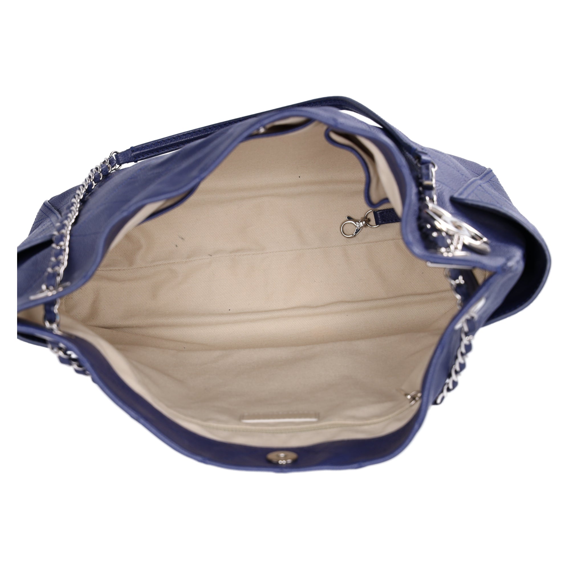 Chanel Grained Calfskin Stitched CC Pocket Tote Blue