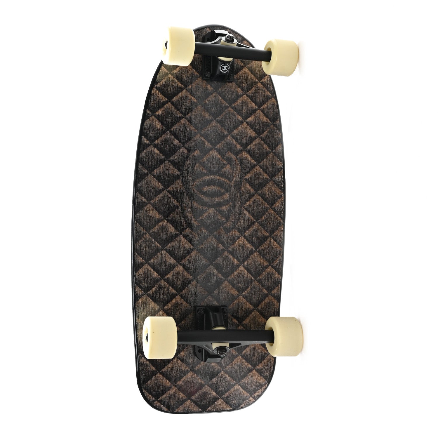 Lacquered Wood Logo Cruiser Skateboard Black Beige
