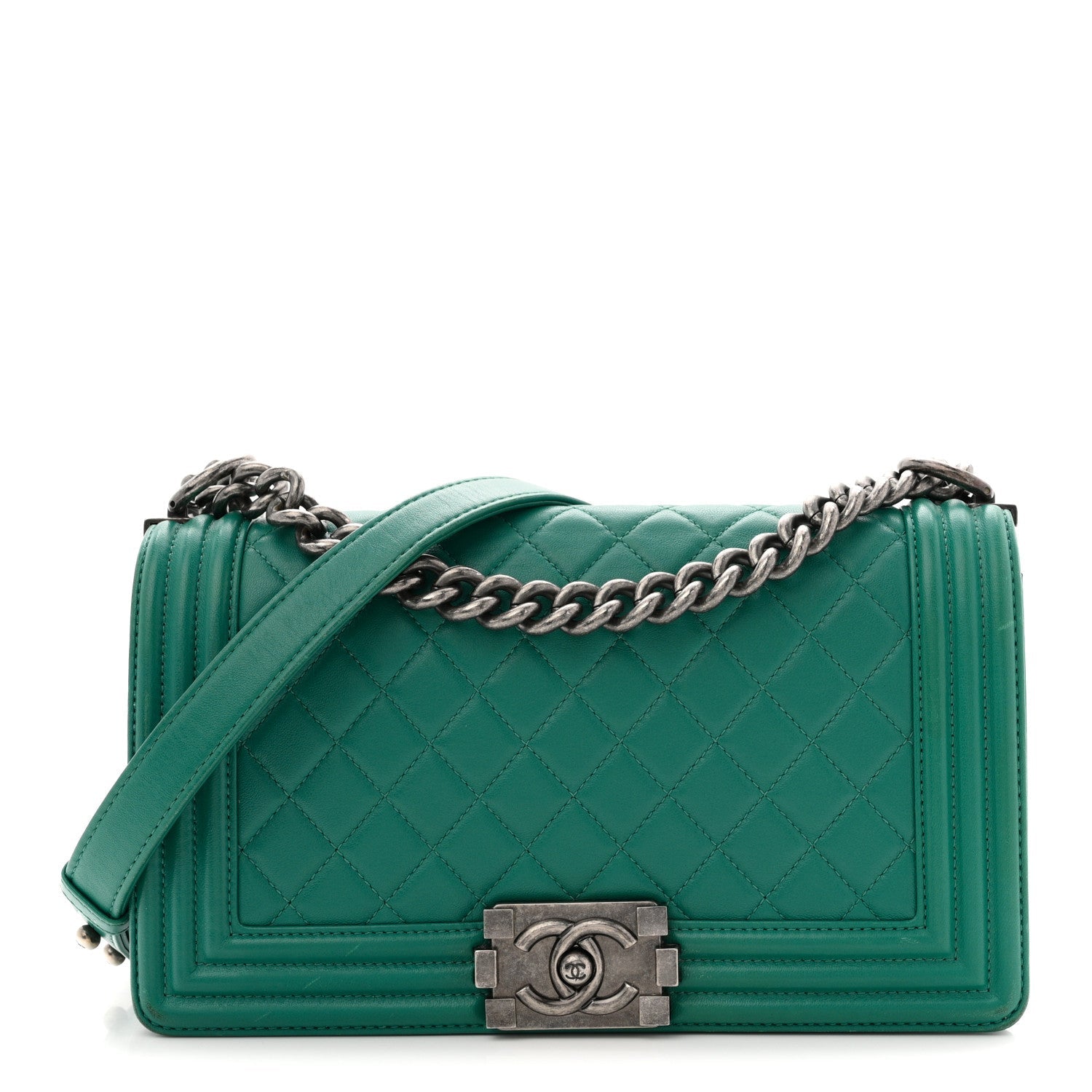 Chanel Lambskin Quilted Medium Boy Flap Green