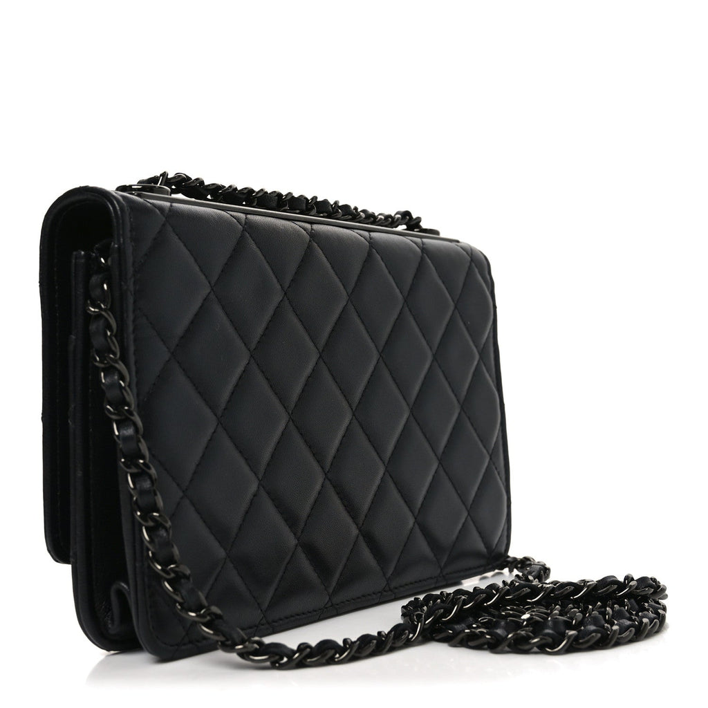 Chanel Lambskin Quilted Trendy CC Wallet On Chain WOC So Black