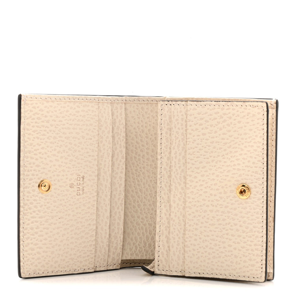 Gucci Dollar Calfskin GG Supreme Monogram GG Marmont Card Case Mystic White Beige Ebony