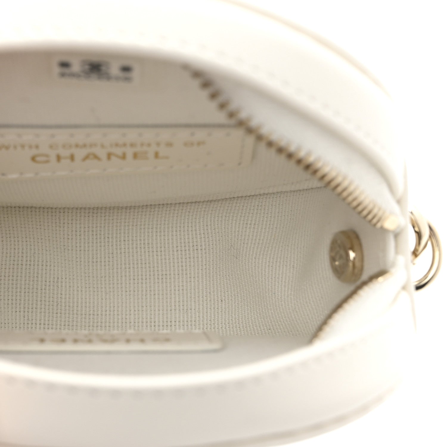 Chanel Tweed Quilted Round Filigree Pouch With Chain White Black