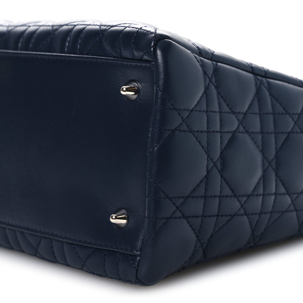 Christian Dior Lambskin Cannage Medium Lady Dior Navy Blue