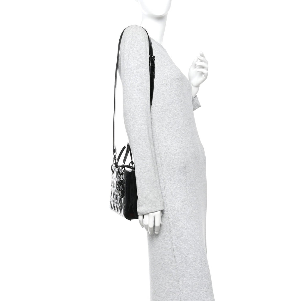 Christian Dior Ultraglossy Patent Cannage Small Lady Dior Black