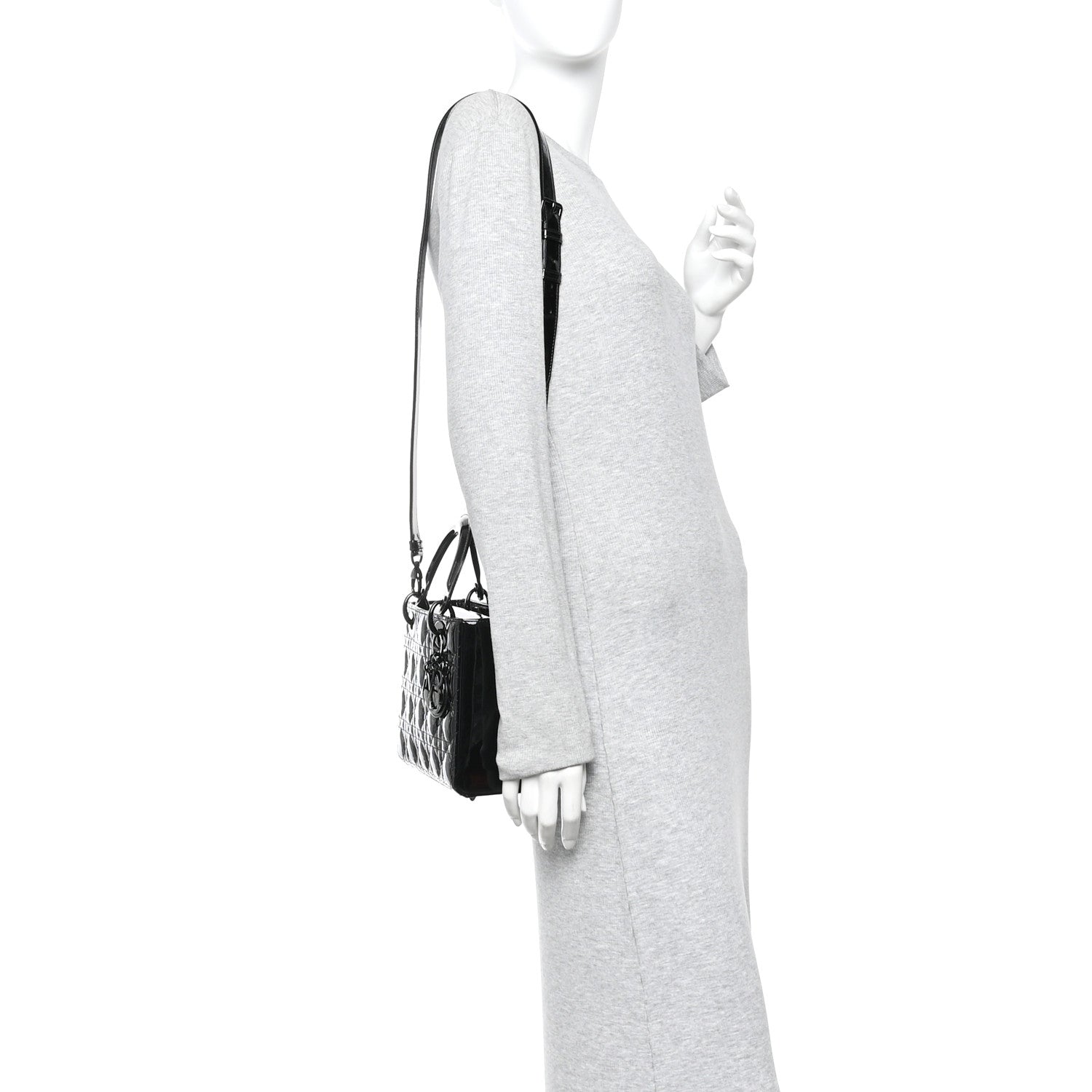 Christian Dior Ultraglossy Patent Cannage Small Lady Dior Black