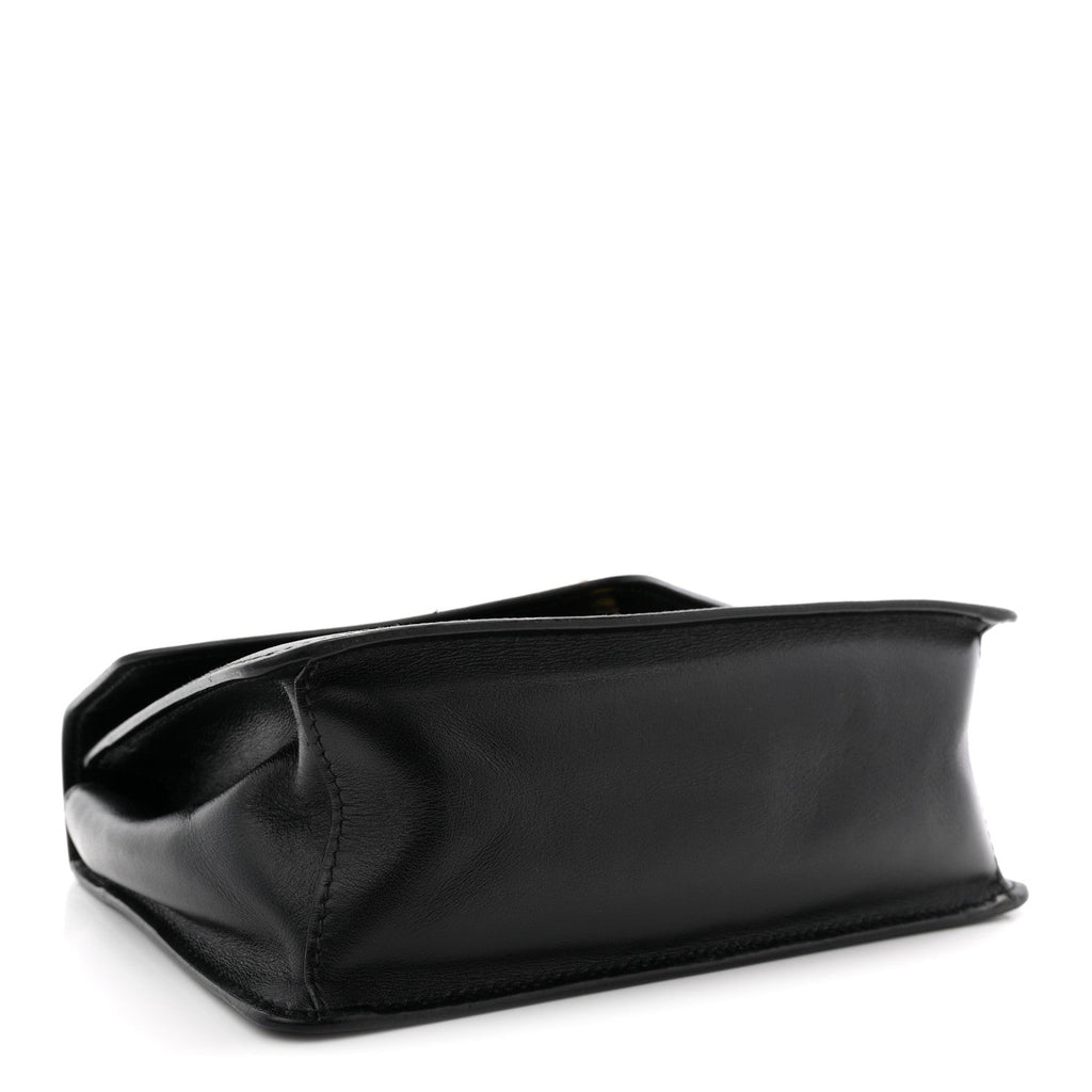 Prada Saffiano Soft Calfskin Metal Triangle Logo Envelope Chain Shoulder Bag Black