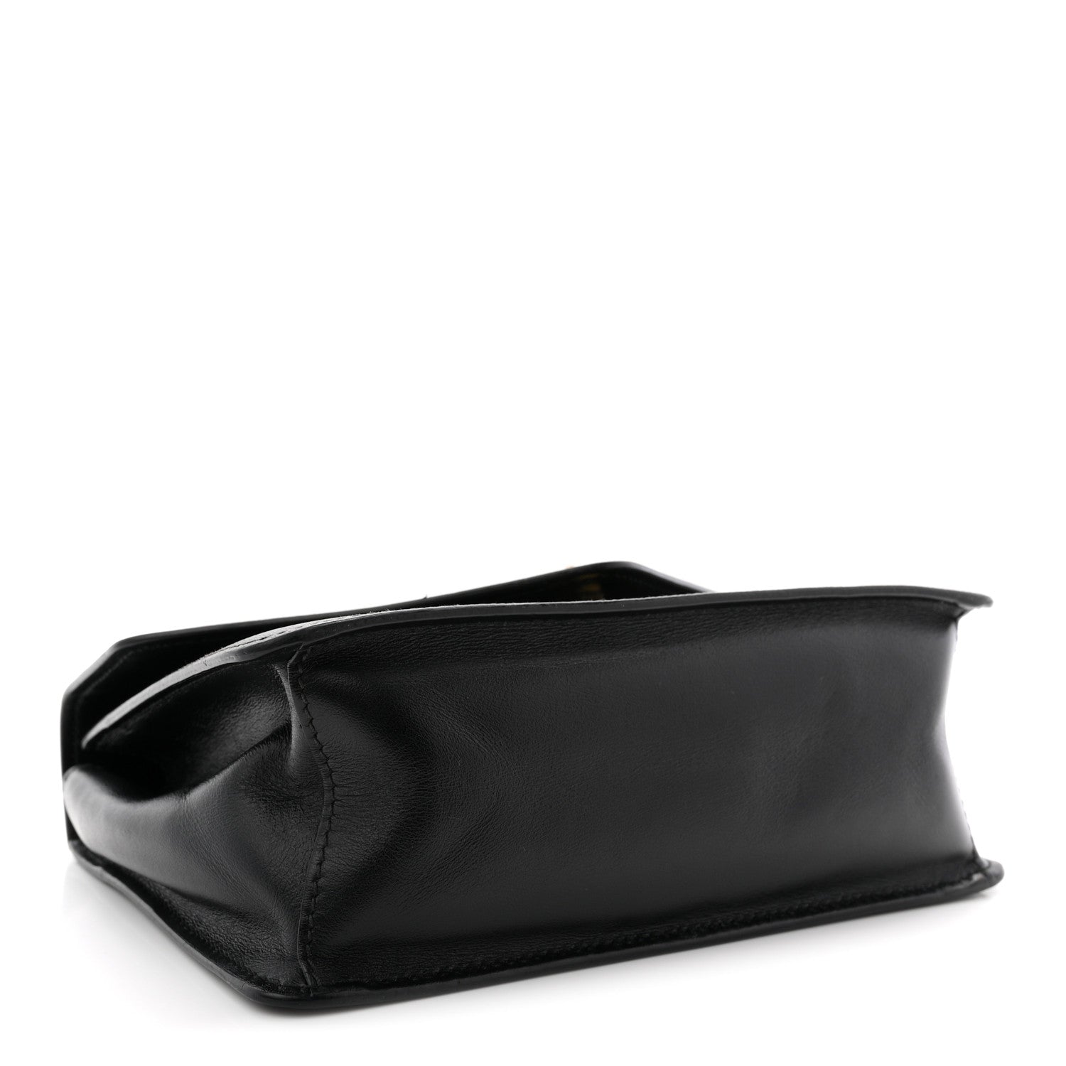 Prada Saffiano Soft Calfskin Metal Triangle Logo Envelope Chain Shoulder Bag Black