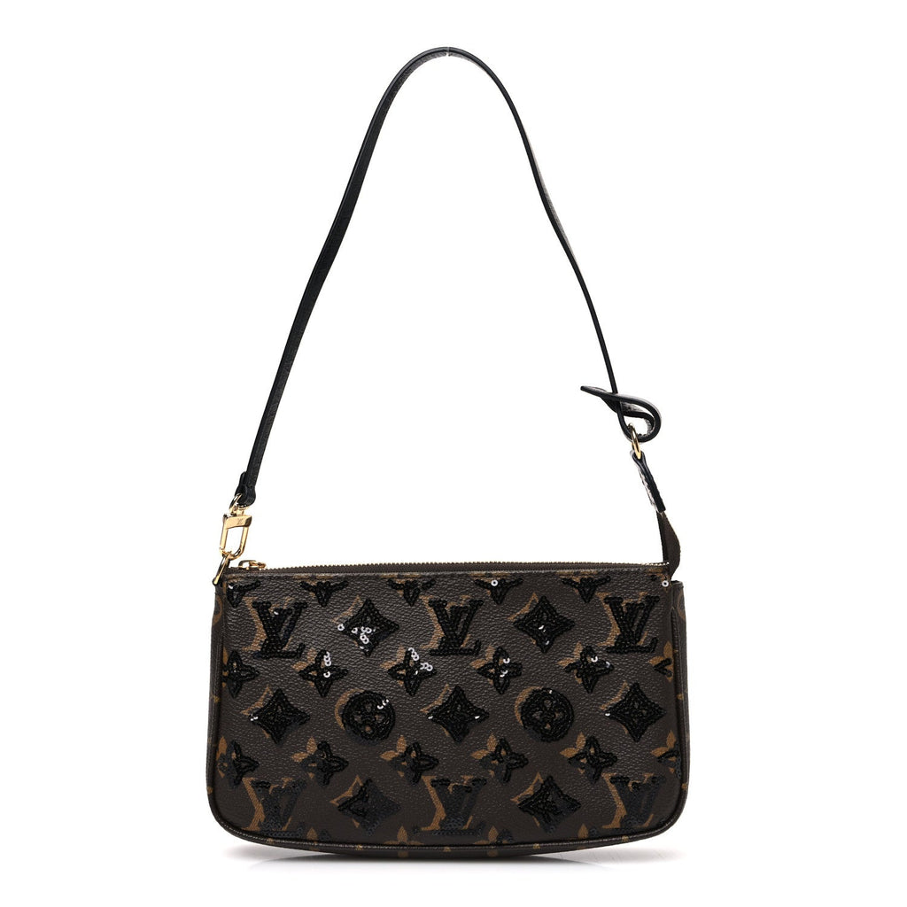 Louis Vuitton Monogram Sequins Pochette Accessories Black