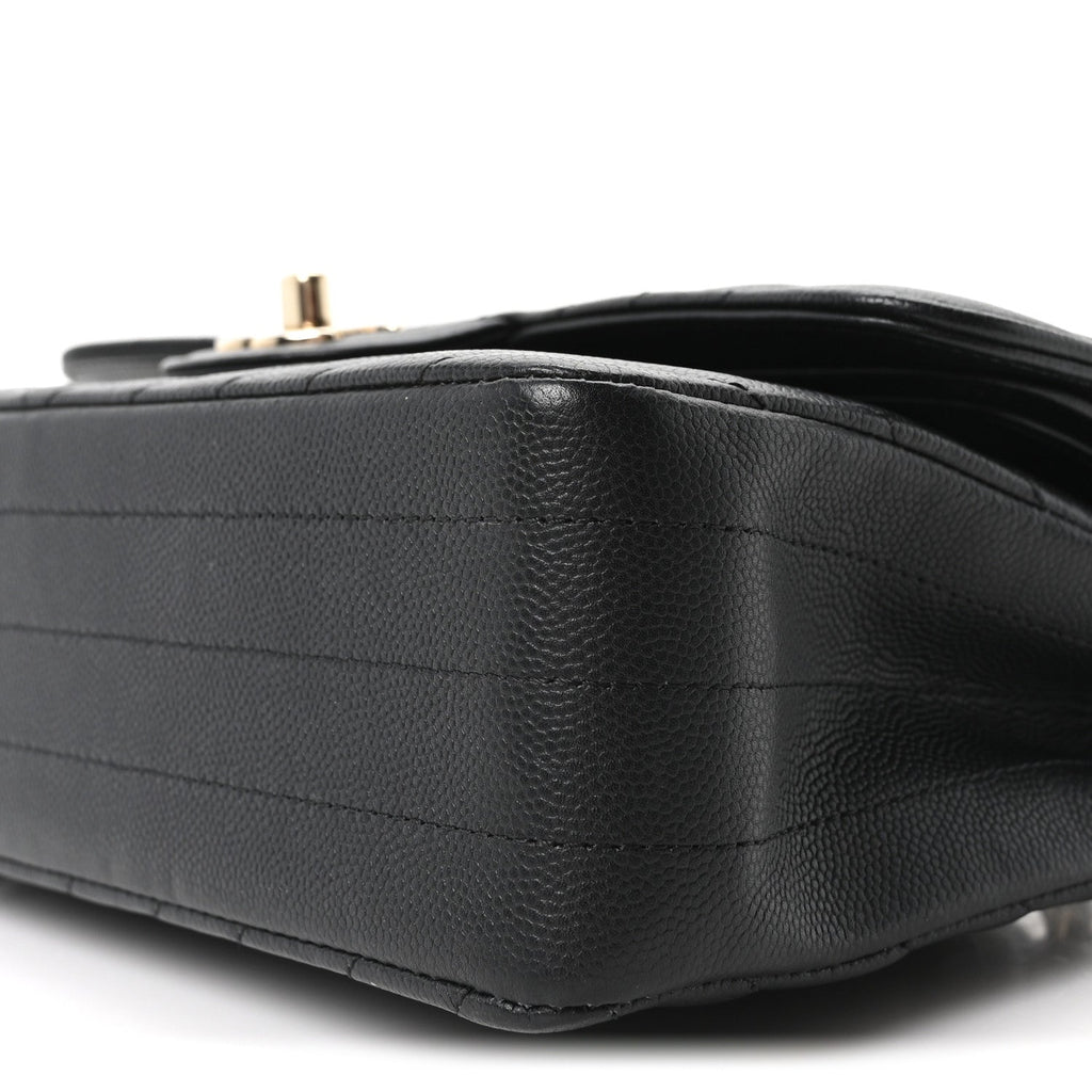 Chanel Caviar Chevron Quilted Small Double Flap Black