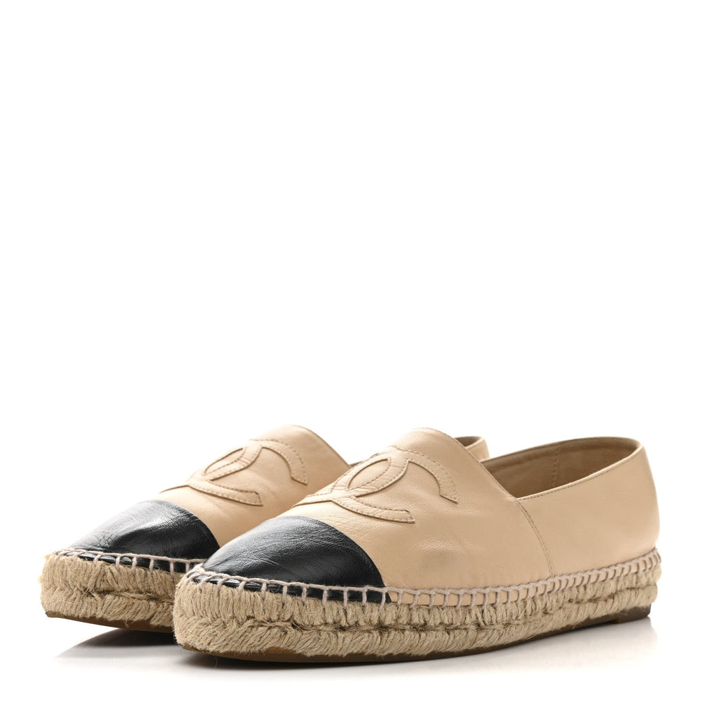 Lambskin CC Espadrilles 40 Beige Black