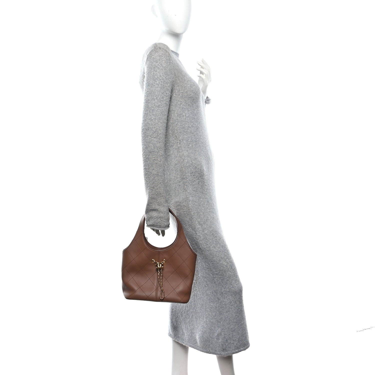 Chanel Calfskin Quilted Small Shopping Bag Brown