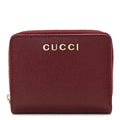 Gucci Textured Calfskin Script Logo Mini Wallet Rosso Ancora