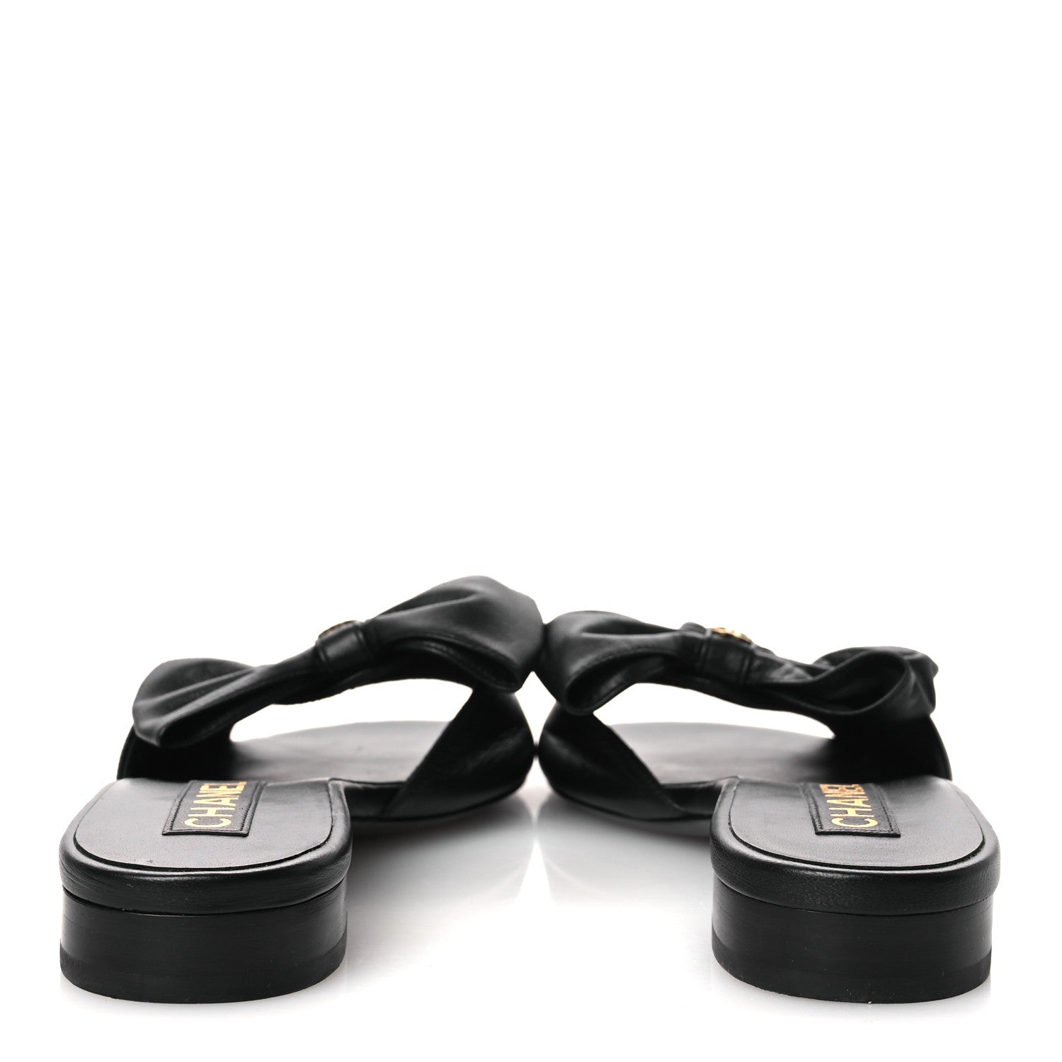 Lambskin Bow CC Mules 39.5 Black