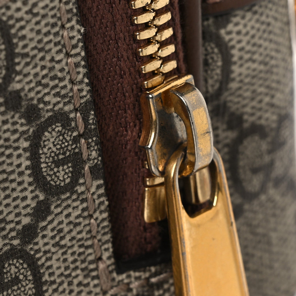 Gucci GG Supreme Monogram Azalea Calfskin Retro Interlocking G Multi-Function Bag Beige Ebony Brown Sugar
