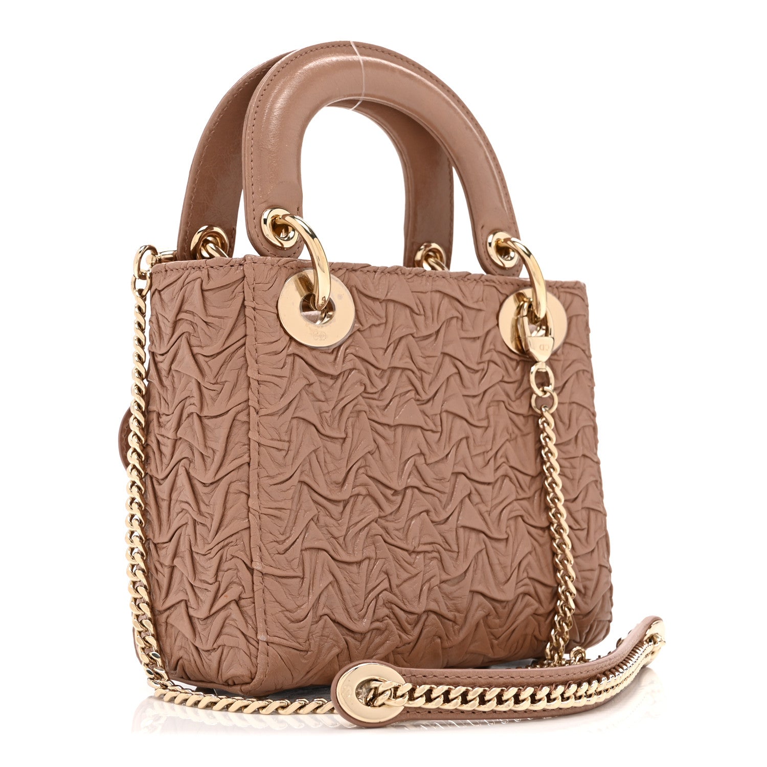 Christian Dior Lambskin Gathered Mini Lady Dior Fard
