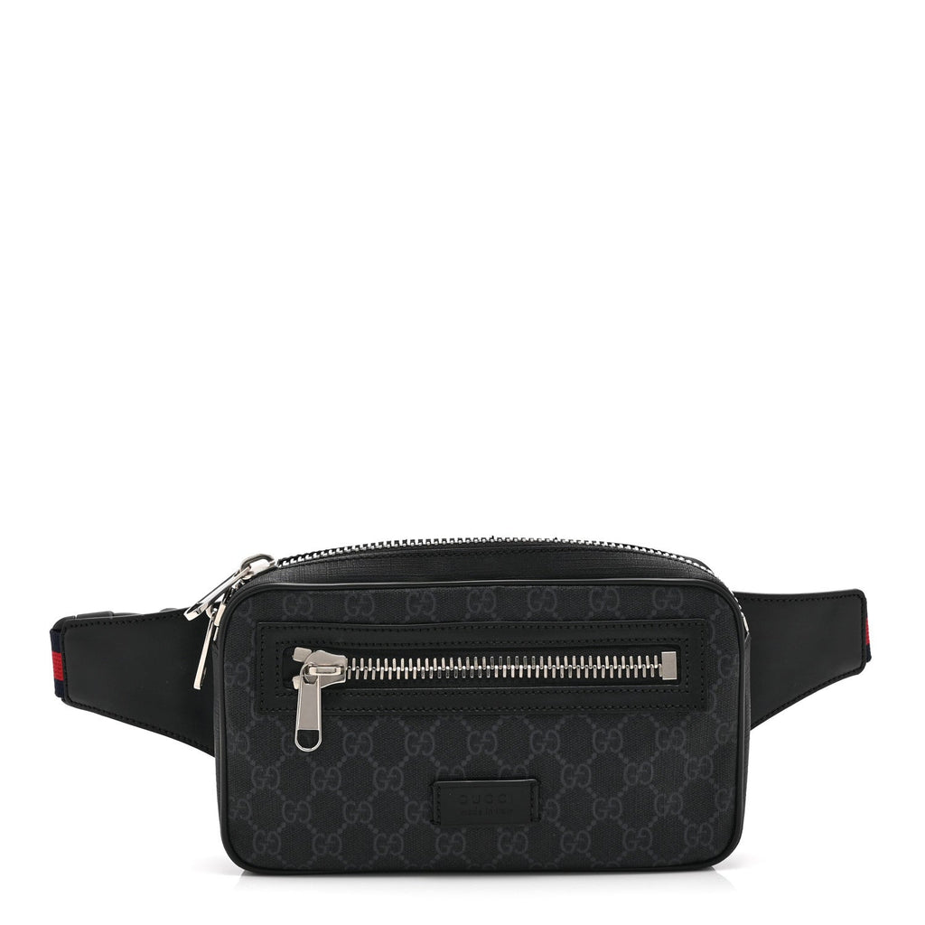 Gucci Soft GG Supreme Monogram Web Belt Bag Black Grey