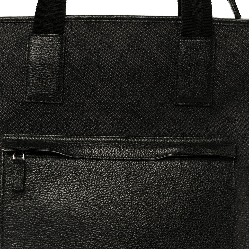 Gucci Denim Monogram Tote Bag Black