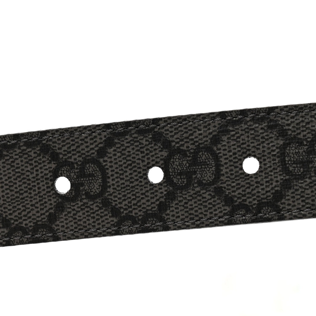 Gucci Selleria Calfskin GG Supreme Monogram Reversible Belt 80 32 Graphite Grey Black