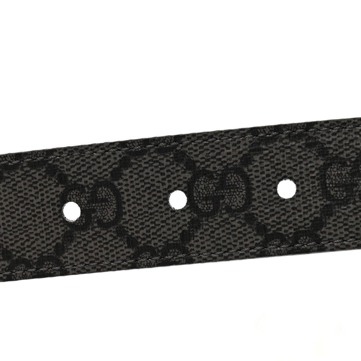 Gucci Selleria Calfskin GG Supreme Monogram Reversible Belt 80 32 Graphite Grey Black