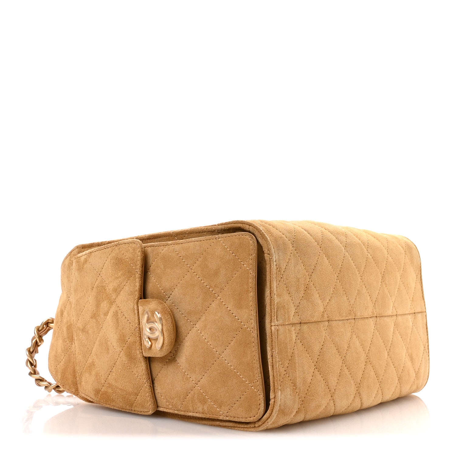 Chanel Suede Quilted Small Chanel 25 Handbag Beige