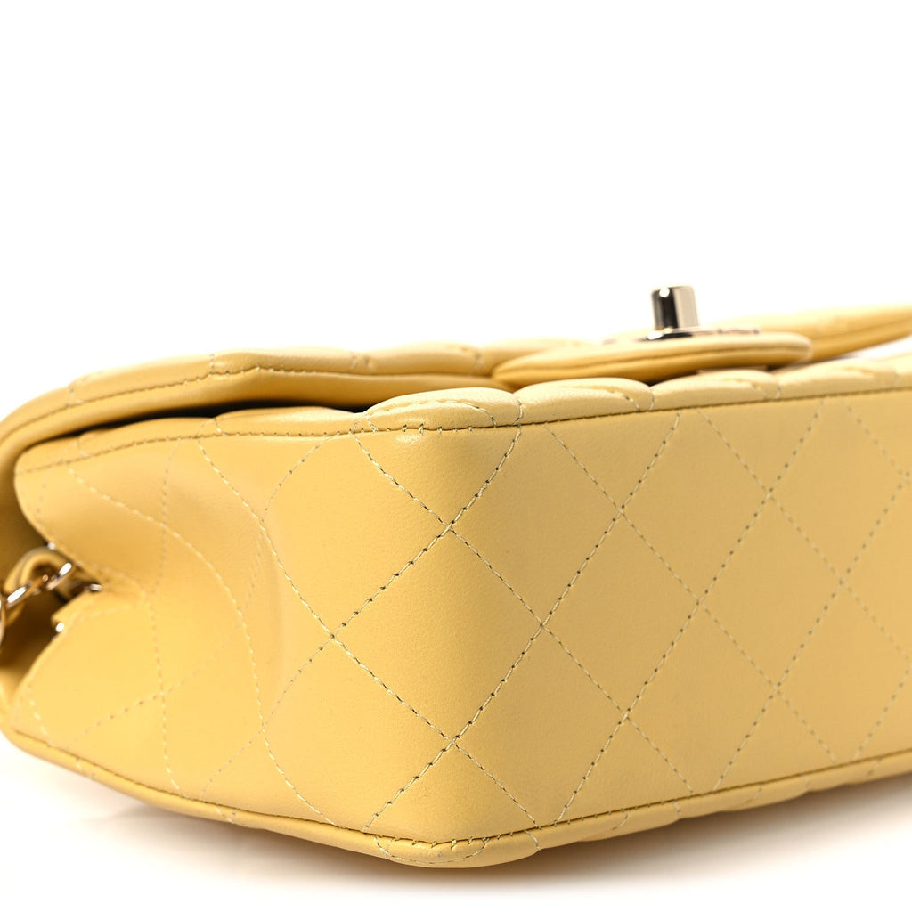 Chanel Lambskin Quilted Mini Rectangular Flap Yellow