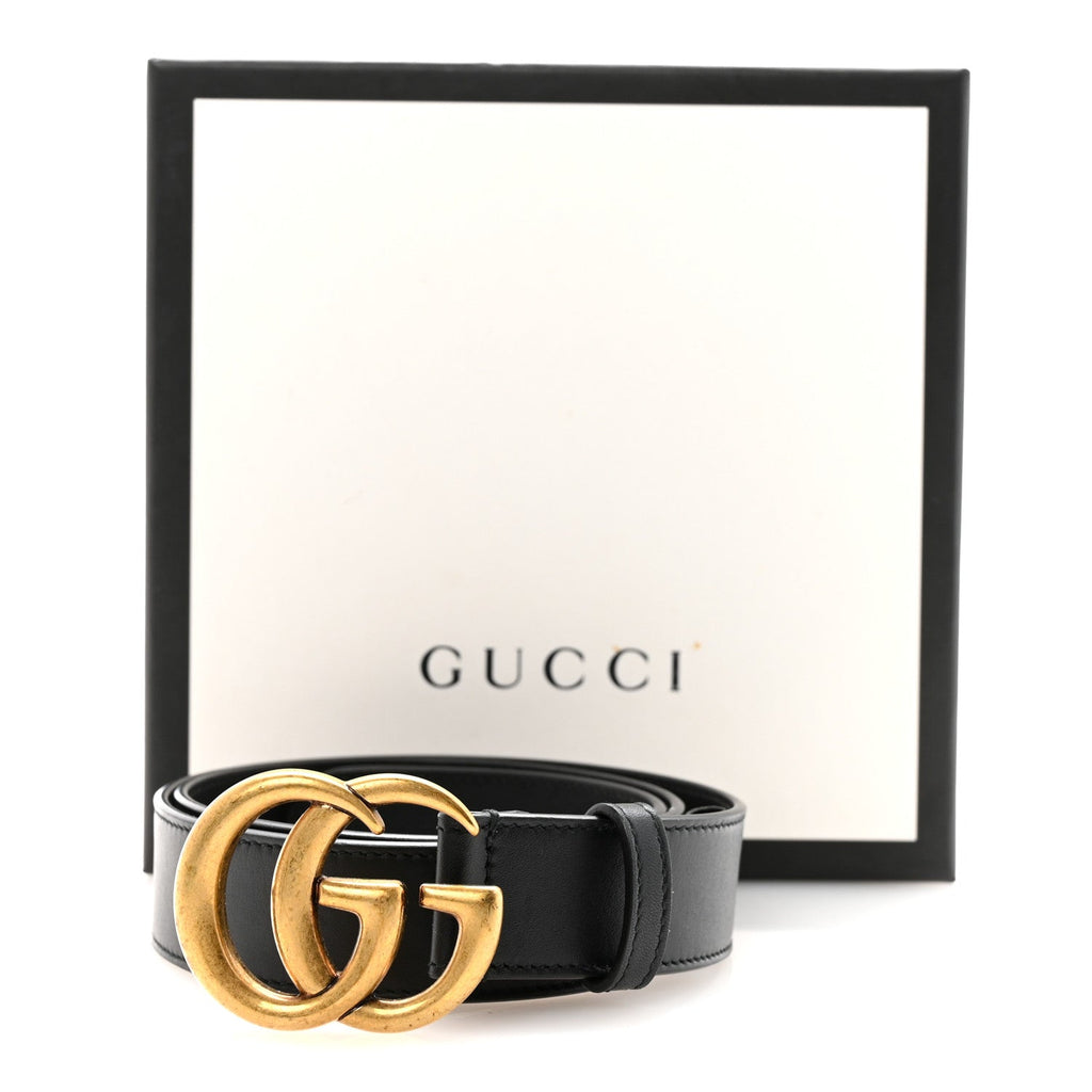 Gucci Calfskin Double G 30mm Belt 80 32 Black