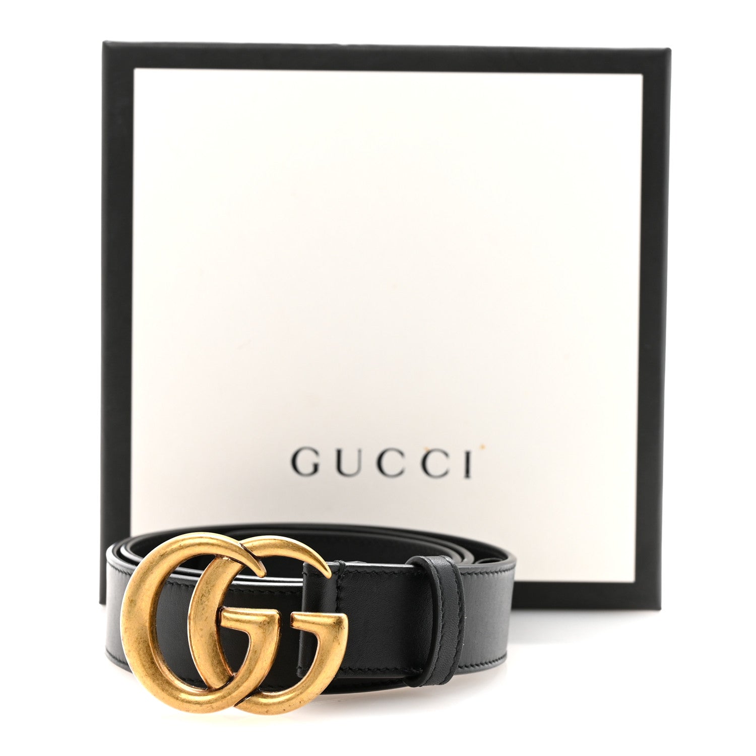Gucci Calfskin Double G 30mm Belt 80 32 Black