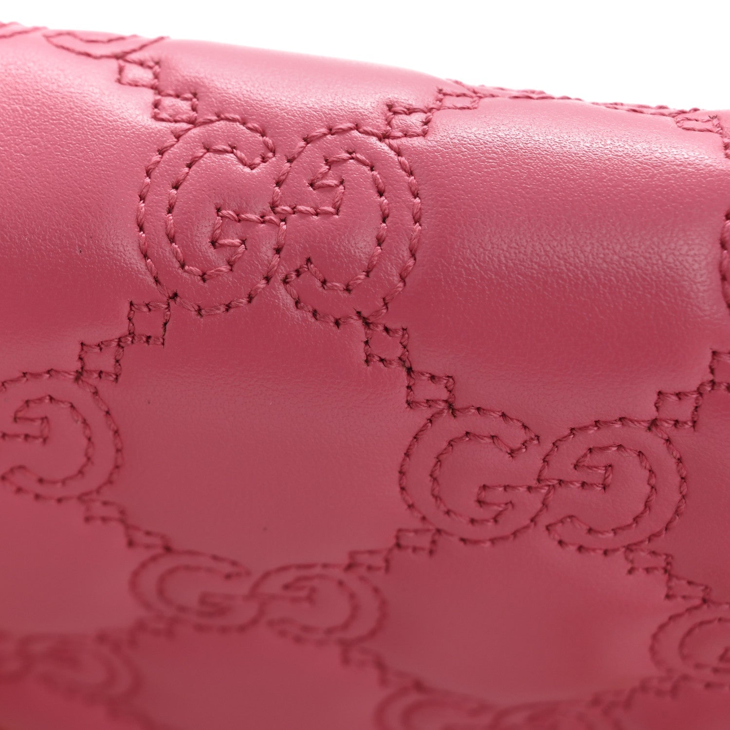 Gucci Calfskin GG Matelasse Chain Wallet Rhodamine Pink