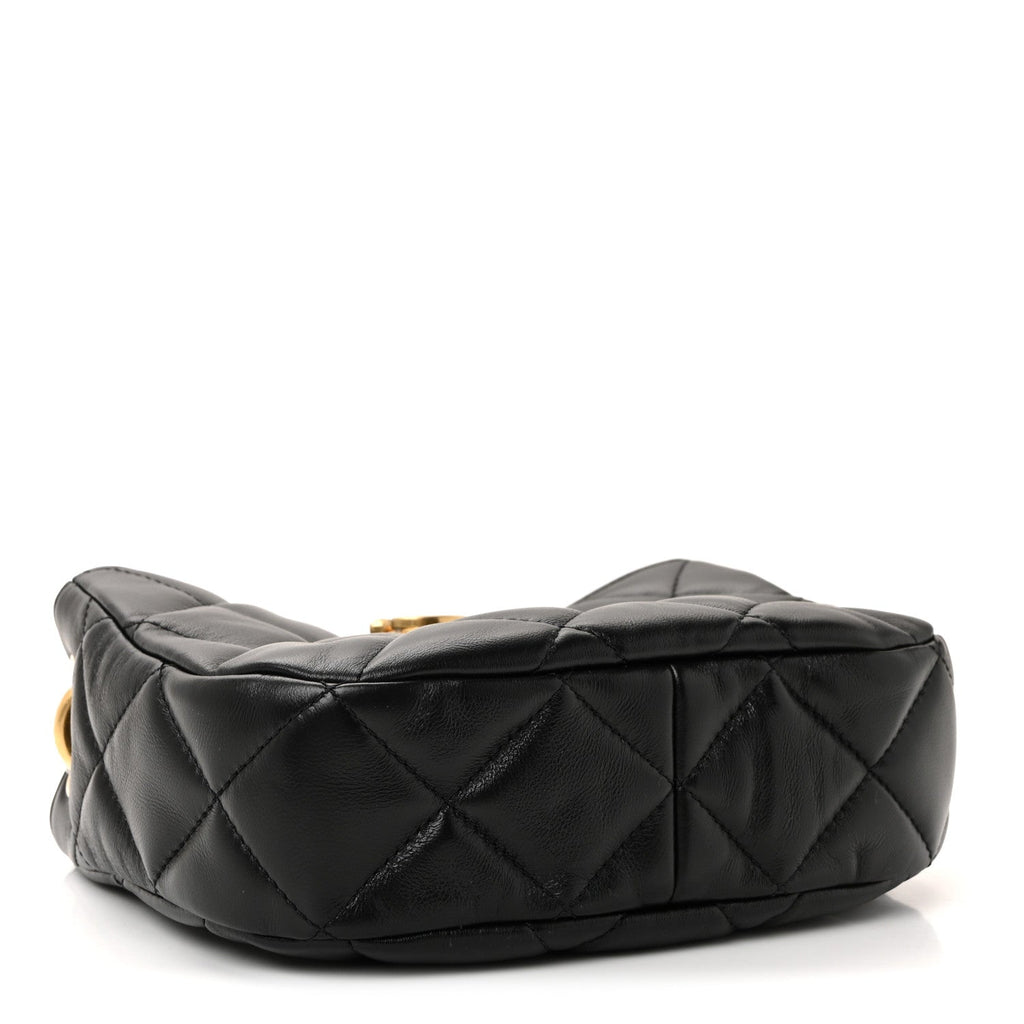 Chanel Lambskin Quilted Small Chain Hobo Black