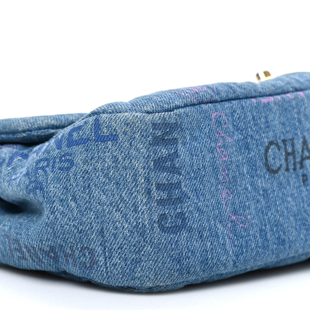 Chanel Denim Quilted Denim Large Mood Flap Blue Multicolor