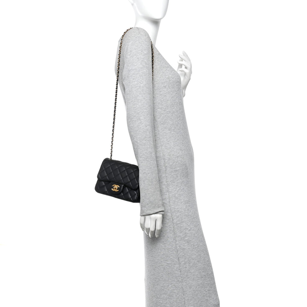 Chanel Lambskin Quilted Mini Pearl Crush Flap Black