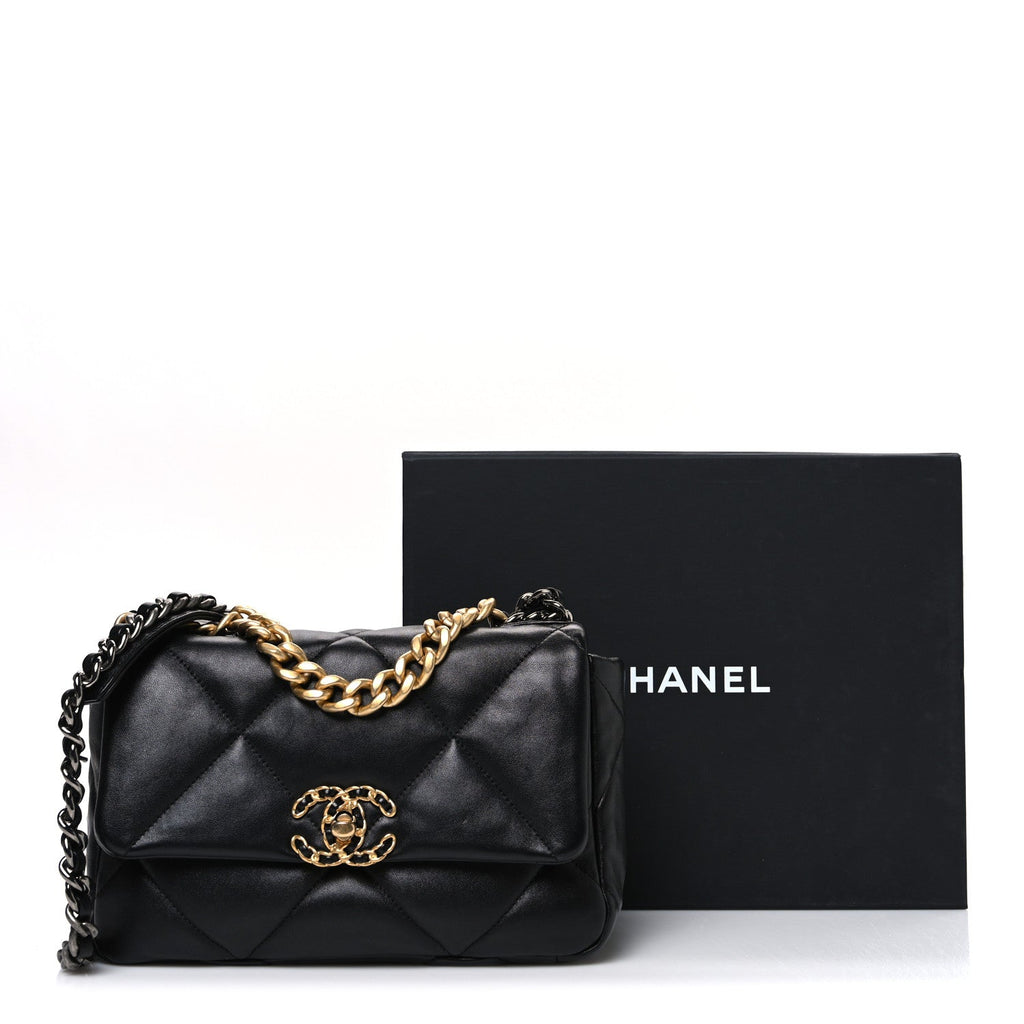 Chanel Lambskin Quilted Medium Chanel 19 Flap Black