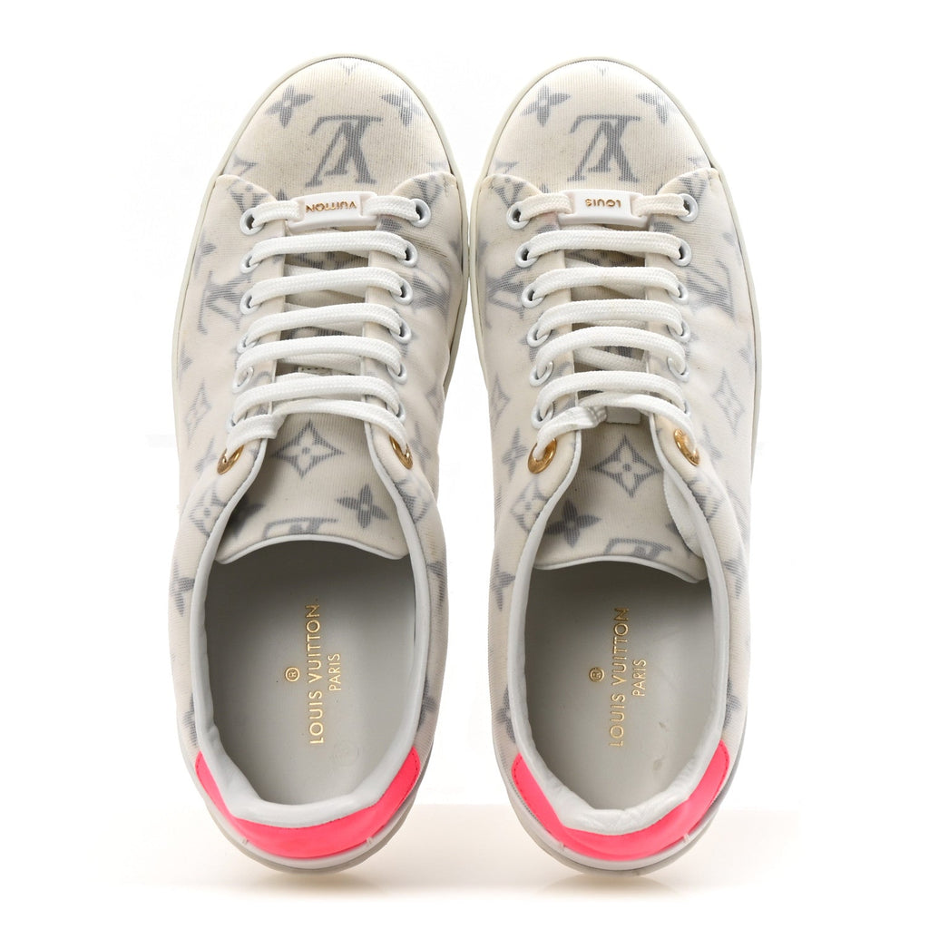 Louis Vuitton Technical Fabric Calfskin Monogram Frontrow Sneakers 39 Pink