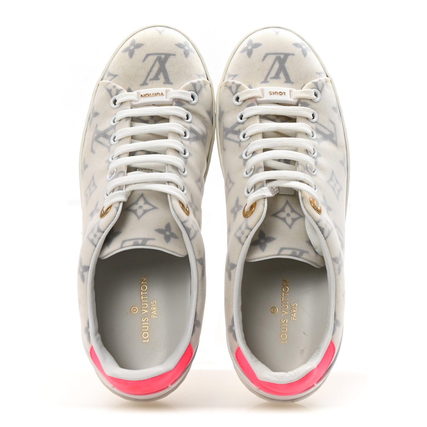 Louis Vuitton Technical Fabric Calfskin Monogram Frontrow Sneakers 39 Pink
