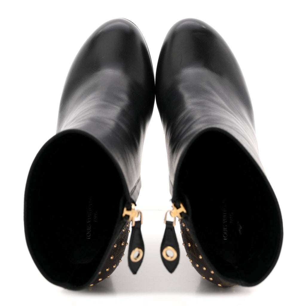 Louis Vuitton Soft Calfskin Monogram Afterglow Platform Ankle Boots 39 Black