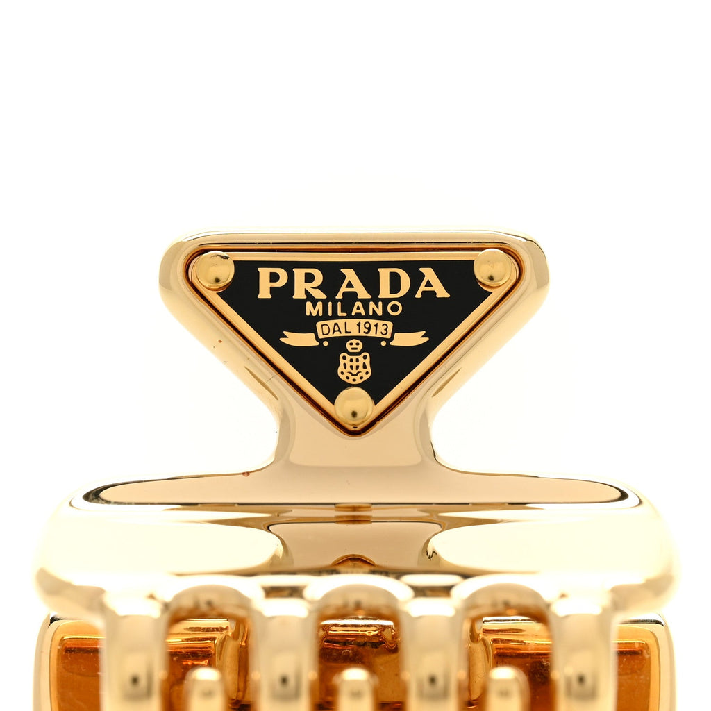 Prada Metal Triangle Mini Hair Clip Gold