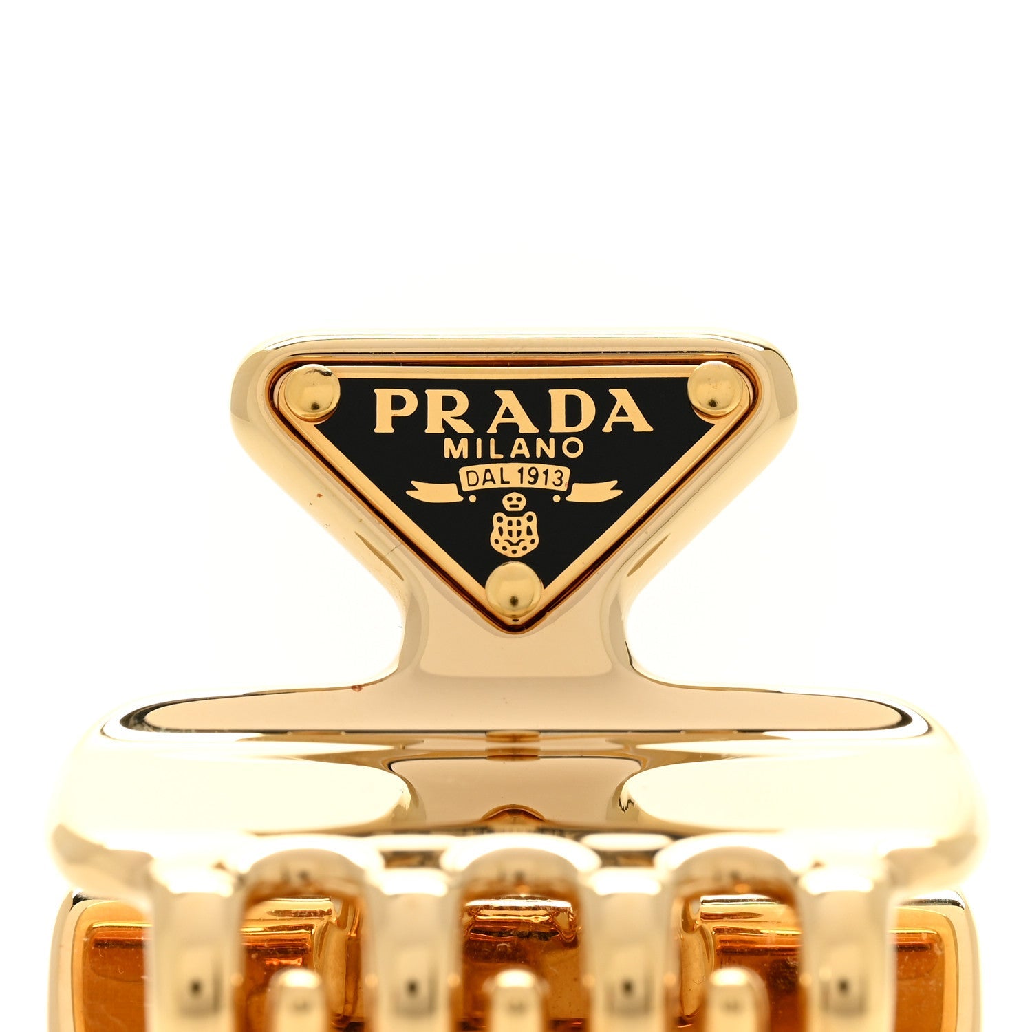 Prada Metal Triangle Mini Hair Clip Gold
