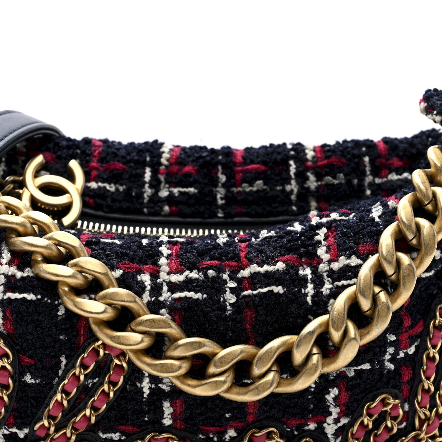 Chanel Tweed Calfskin Signe Hobo Navy Multicolor