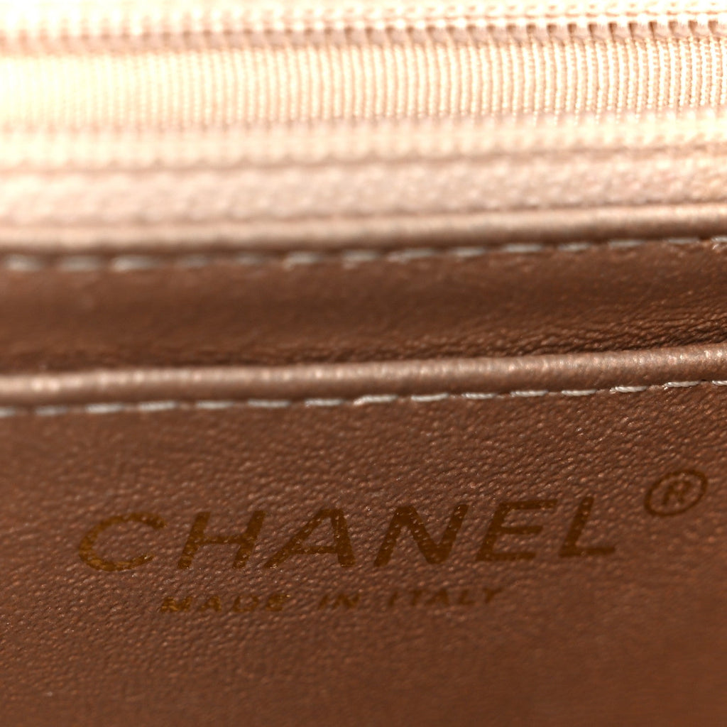 Chanel Metallic Lambskin Perforated Mini Square Flap Light Pink