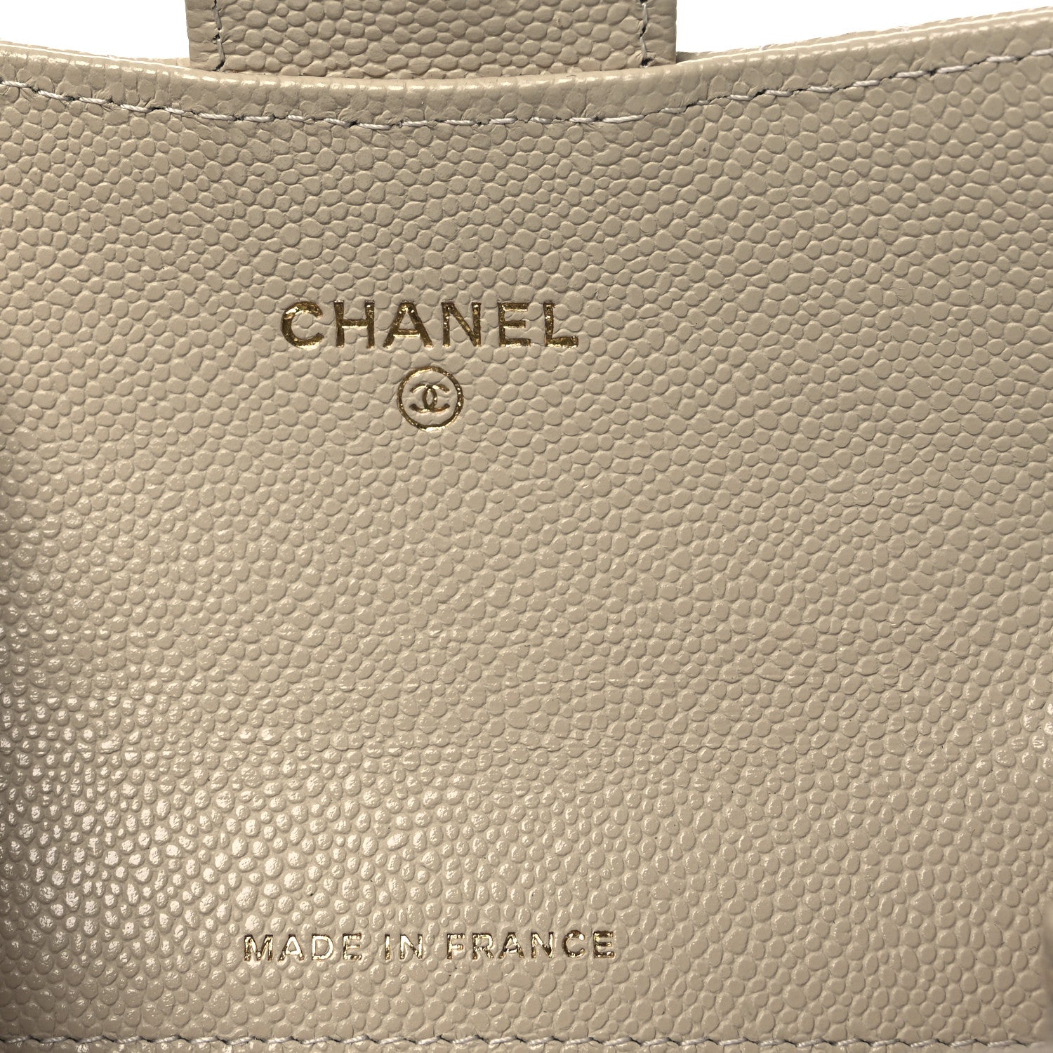 Caviar Quilted Flap Card Holder Wallet Beige