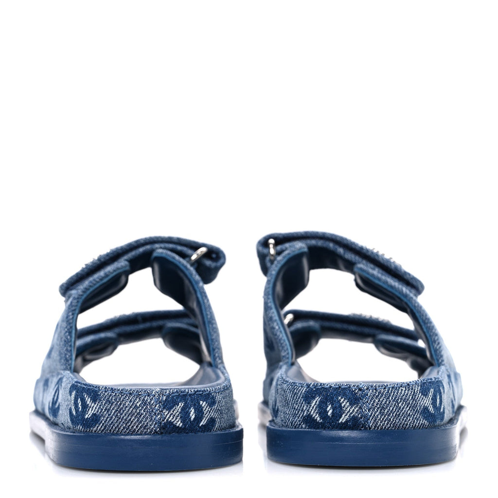 Denim CC Velcro Dad Chain CC Slide Sandals 35 Blue