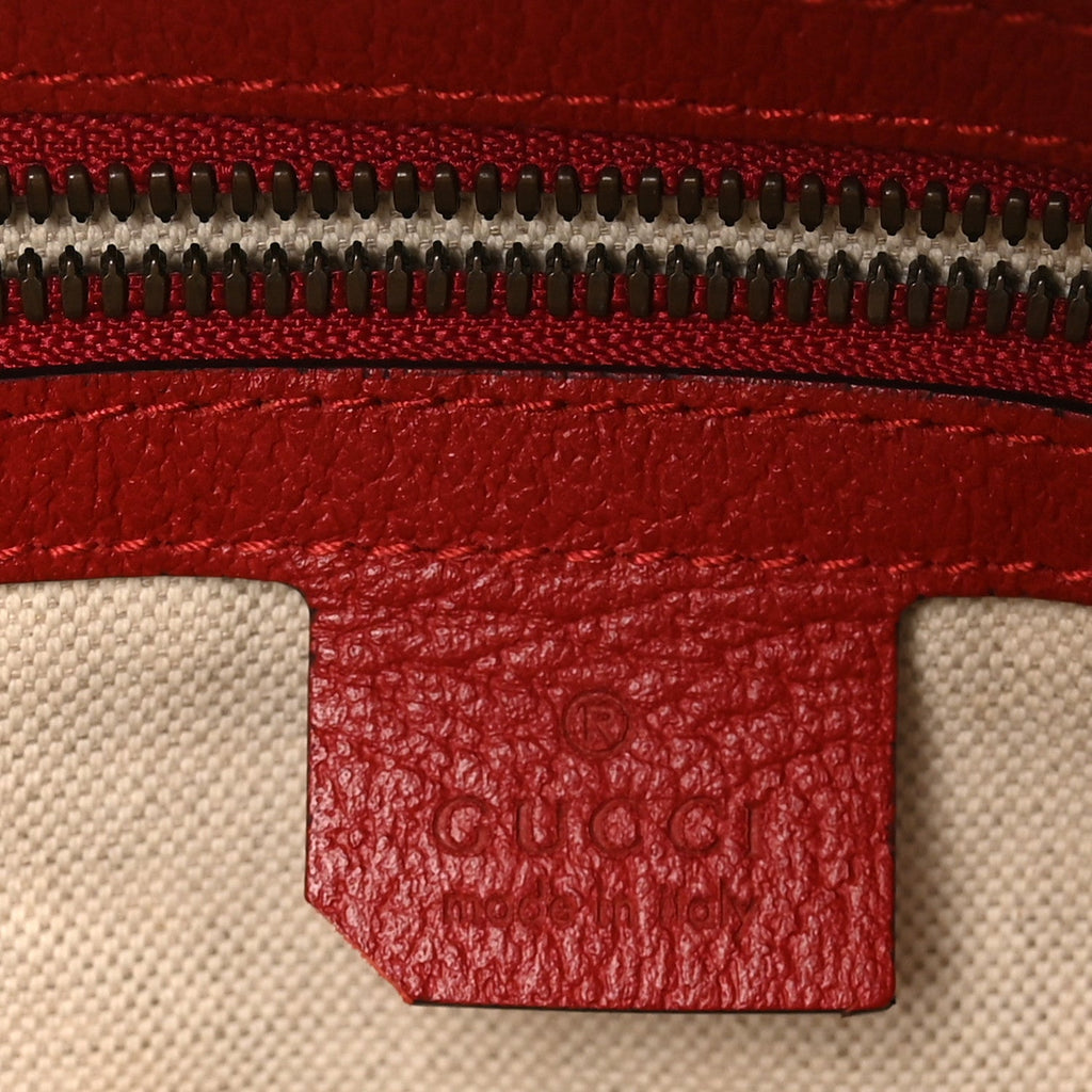 Gucci GG Supreme Monogram Web Bosco Patch Dome Backpack Beige Malva Hibiscus Red