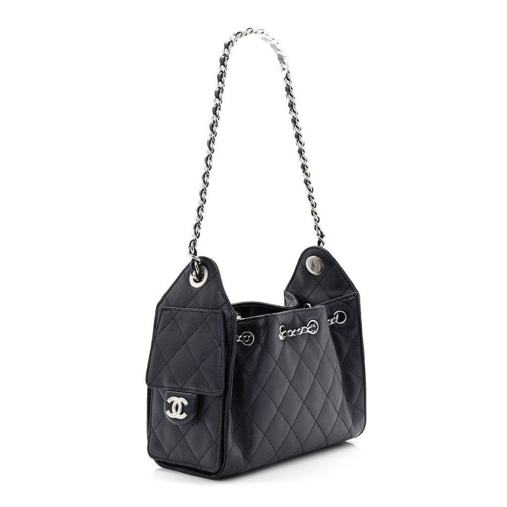 Chanel Metallic Caviar Quilted Mini Chanel 25 Handbag Dark Blue