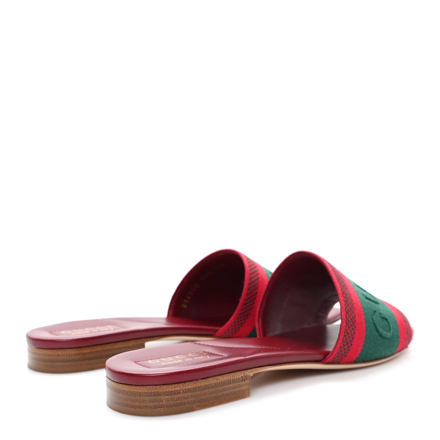 Gucci Canvas Web Womens Slide Sandals 38.5 Red Bordeaux