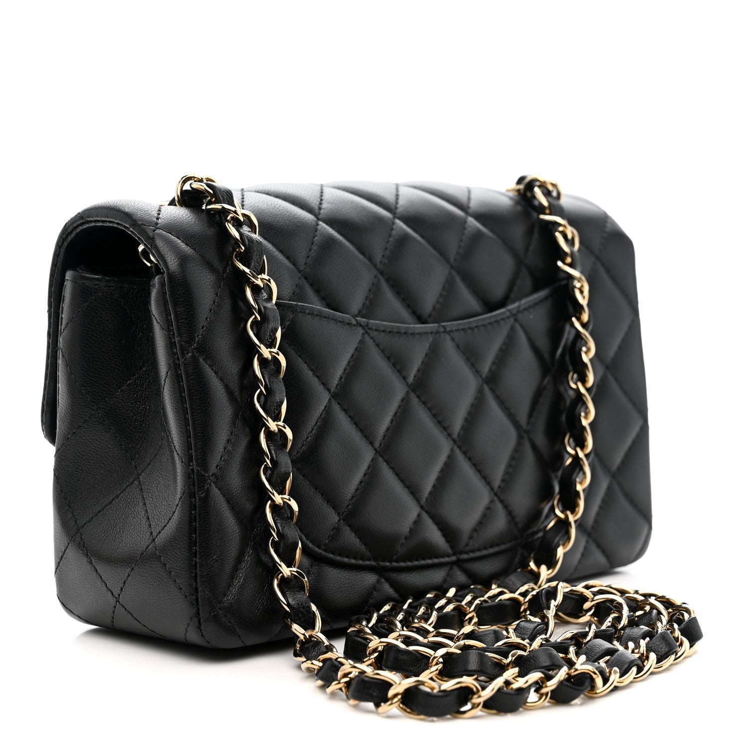 Chanel Lambskin Quilted Mini Rectangular Flap Black