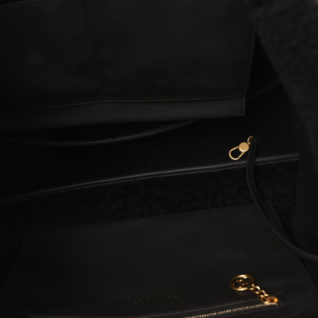 Chanel Lambskin Shearling Medium Deauville Tote Dark Brown